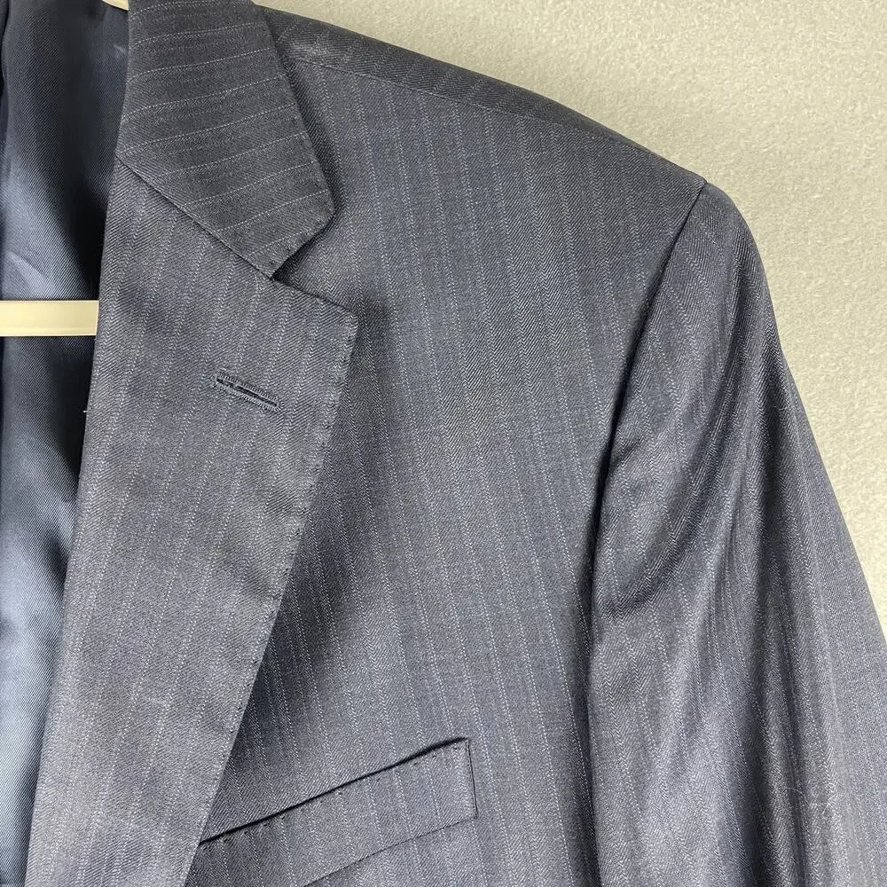 Daniel Cremieux Loro Piana Wool Blazer Sport Coat Men 43R Blue Striped Super 130